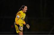 6 November 2021; DLR Waves goalkeeper Eve Badana during the SSE Airtricity Women's National League match between Peamount United and DLR Waves at PLR Park in Greenogue, Dublin. Photo by Eóin Noonan/Sportsfile