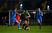 6 November 2021; Rebecca Watkins of Peamount United in action against Aoife Brophy of DLR Waves during the SSE Airtricity Women's National League match between Peamount United and DLR Waves at PLR Park in Greenogue, Dublin. Photo by Eóin Noonan/Sportsfile