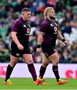 6 November 2021; Ireland forwards Tadhg Furlong, left, and Andrew Porter leave the pitch on being substituted during the Autumn Nations Series match between Ireland and Japan at Aviva Stadium in Dublin. Photo by Brendan Moran/Sportsfile