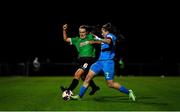 6 November 2021; Lucy McCartan of Peamount United in action against Rachel Doyle of DLR Waves during the SSE Airtricity Women's National League match between Peamount United and DLR Waves at PLR Park in Greenogue, Dublin. Photo by Eóin Noonan/Sportsfile