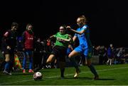 6 November 2021; Hannah McEvoy of Peamount United in action against Niamh Prior of DLR Waves during the SSE Airtricity Women's National League match between Peamount United and DLR Waves at PLR Park in Greenogue, Dublin. Photo by Eóin Noonan/Sportsfile