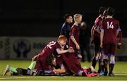 6 November 2021; Galway United players celebrate at the final whistle during the EA SPORTS National League of Ireland U14 League Final match between Shamrock Rovers and Galway United at Athlone Town Stadium in Athlone, Westmeath. Photo by Michael P Ryan/Sportsfile