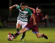 6 November 2021; Dani Mare of Shamrock Rovers in action against Jack Kelly of Galway United during the EA SPORTS National League of Ireland U14 League Final match between Shamrock Rovers and Galway United at Athlone Town Stadium in Athlone, Westmeath. Photo by Michael P Ryan/Sportsfile