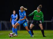 6 November 2021; Nadine Clare of DLR Waves in action against Karen Duggan of Peamount United during the SSE Airtricity Women's National League match between Peamount United and DLR Waves at PLR Park in Greenogue, Dublin. Photo by Eóin Noonan/Sportsfile