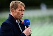 6 November 2021; Former Ireland and Munster player Jerry Flannery during his role as analyst for RTE television before the Autumn Nations Series match between Ireland and Japan at Aviva Stadium in Dublin. Photo by Brendan Moran/Sportsfile