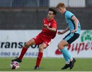 6 November 2021; Had Hakiki of Shelbourne in action against Liam Hopkins of Cobh Ramblers during the EA SPORTS U17 National League of Ireland Shield Final match between Shelbourne and Cobh Ramblers at Athlone Town Stadium in Athlone, Westmeath. Photo by Michael P Ryan/Sportsfile