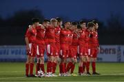 6 November 2021; Shelbourne players look on during the penalty shootout during the EA SPORTS U17 National League of Ireland Shield Final match between Shelbourne and Cobh Ramblers at Athlone Town Stadium in Athlone, Westmeath. Photo by Michael P Ryan/Sportsfile