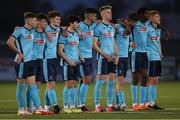 6 November 2021; Cobh Ramblers players look on during the penalty shootout during the EA SPORTS U17 National League of Ireland Shield Final match between Shelbourne and Cobh Ramblers at Athlone Town Stadium in Athlone, Westmeath. Photo by Michael P Ryan/Sportsfile