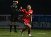 6 November 2021; David Toure of Shelbourne celebrates after scoring the winning penalty of the penalty shootout during the EA SPORTS U17 National League of Ireland Shield Final match between Shelbourne and Cobh Ramblers at Athlone Town Stadium in Athlone, Westmeath. Photo by Michael P Ryan/Sportsfile