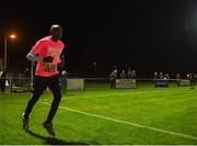 6 November 2021; DLR Waves under-19 coach Mark Rutherford who is completing 5km runs at Womens National League games to raise money for Breast Cancer Awareness in memory of his late wife Melanie before the SSE Airtricity Women's National League match between Peamount United and DLR Waves at PLR Park in Greenogue, Dublin. Photo by Eóin Noonan/Sportsfile