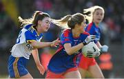 7 November 2021; Elaine Doyle of St Peter's Dunboyne in action against Anna Wogan of Seneschalstown during the Meath County Ladies Football Senior Club Championship Final match between St Peter's Dunboyne and Senechalstown at Páirc Tailteann in Navan, Meath. Photo by Seb Daly/Sportsfile