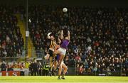 7 November 2021; Jack Donnelly of St Peter's Dunboyne, left, and Pádraic Diamond of Wolfe Tones contest the throw-in during the Meath County Senior Club Football Championship Final match between St Peter's Dunboyne and Wolfe Tones at Páirc Tailteann in Navan, Meath. Photo by Seb Daly/Sportsfile