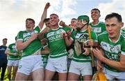 7 November 2021; Ballyhale Shamrocks players, including, front, from left, Evan Shefflin, Adrian Mullen, Eoin Cody and Richie Reid, celebrate after the Kilkenny County Senior Club Hurling Championship Final match between Ballyhale Shamrocks and O'Loughlin Gaels at UPMC Nowlan Park in Kilkenny. Photo by Brendan Moran/Sportsfile