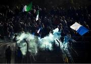 7 November 2021; Supporters light flares before the Wicklow County Senior Club Football Championship Final match between Baltinglass and Blessington at County Grounds in Aughrim, Wicklow. Photo by David Fitzgerald/Sportsfile