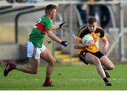 7 November 2021; Simon Cadden of Ramor United in action against Cormac Brady of Gowna during the Cavan County Senior Club Football Championship Final match between Gowna and Ramor United at Kingspan Breffni in Cavan. Photo by Oliver McVeigh/Sportsfile