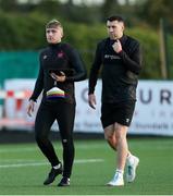 7 November 2021; Dundalk strength and conditioning coach Coran Lindsey, left, with Brian Gartland before the SSE Airtricity League Premier Division match between Dundalk and Longford Town at Oriel Park in Dundalk, Louth. Photo by Michael P Ryan/Sportsfile