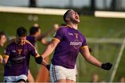 7 November 2021; Pádraic Diamond of Wolfe Tones celebrates at the final whistle after his side's victory in the Meath County Senior Club Football Championship Final match between St Peter's Dunboyne and Wolfe Tones at Páirc Tailteann in Navan, Meath. Photo by Seb Daly/Sportsfile