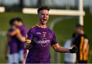 7 November 2021; Brughach Ó Fionnagáin of Wolfe Tones celebrates at the final whistle after his side's victory in the Meath County Senior Club Football Championship Final match between St Peter's Dunboyne and Wolfe Tones at Páirc Tailteann in Navan, Meath. Photo by Seb Daly/Sportsfile