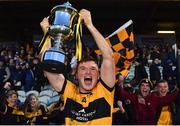 7 November 2021; St Eunan's captain Niall O'Donnell lifts the trophy after the Donegal County Senior Club Football Championship Final match between St Eunan's and Naomh Conaill at MacCumhaill Park in Ballybofey, Donegal. Photo by Ramsey Cardy/Sportsfile