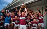 7 November 2021; Mullinalaghta St Columba's captain Dónal McElligott lifting the cup after the Longford County Senior Club Football Championship Final match between Mostrim and Mullinalaghta St Columba's at Glennon Brothers Pearse Park in Longford. Photo by Eóin Noonan/Sportsfile