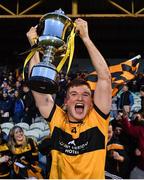 7 November 2021; St Eunan's captain Niall O'Donnell lifts the trophy after the Donegal County Senior Club Football Championship Final match between St Eunan's and Naomh Conaill at MacCumhaill Park in Ballybofey, Donegal. Photo by Ramsey Cardy/Sportsfile