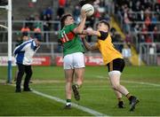 7 November 2021; Oisin Pierson of Gowna in action against Adam O'Connell of Ramor United during the Cavan County Senior Club Football Championship Final match between Gowna and Ramor United at Kingspan Breffni in Cavan. Photo by Oliver McVeigh/Sportsfile