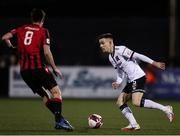 7 November 2021; Darragh Leahy of Dundalk in action against Rob Manley of Longford Town during the SSE Airtricity League Premier Division match between Dundalk and Longford Town at Oriel Park in Dundalk, Louth. Photo by Michael P Ryan/Sportsfile