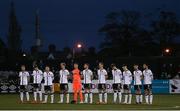7 November 2021; Dundalk players stand for a minutes silence in honour of team-mate Raivis Jurkovskis who's father passed away recently during the SSE Airtricity League Premier Division match between Dundalk and Longford Town at Oriel Park in Dundalk, Louth. Photo by Michael P Ryan/Sportsfile
