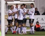7 November 2021; Sean Murray of Dundalk, centre, celebrates with team-mates after scoring his side's second goal during the SSE Airtricity League Premier Division match between Dundalk and Longford Town at Oriel Park in Dundalk, Louth. Photo by Michael P Ryan/Sportsfile