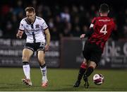 7 November 2021; David McMillan of Dundalk in action against Aaron Robinson of Longford Town during the SSE Airtricity League Premier Division match between Dundalk and Longford Town at Oriel Park in Dundalk, Louth. Photo by Michael P Ryan/Sportsfile