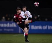 7 November 2021; Aodh Dervin of Longford Town in action against Will Patching of Dundalk during the SSE Airtricity League Premier Division match between Dundalk and Longford Town at Oriel Park in Dundalk, Louth. Photo by Michael P Ryan/Sportsfile