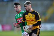 7 November 2021; Sean McEvoy of Ramor United in action against Fionan Brady of Gowna during the Cavan County Senior Club Football Championship Final match between Gowna and Ramor United at Kingspan Breffni in Cavan. Photo by Oliver McVeigh/Sportsfile