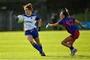 7 November 2021; Eve Wardick Clarke of Seneschalstown in action against Saoirse Quinn of St Peter's Dunboyne during the Meath County Ladies Football Senior Club Championship Final match between St Peter's Dunboyne and Seneschalstown at Páirc Tailteann in Navan, Meath. Photo by Seb Daly/Sportsfile