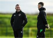 8 November 2021; Coach Alan Reynolds and Brian Maher during a Republic of Ireland U21's training session at the FAI National Training Centre in Abbotstown in Dublin. Photo by Harry Murphy/Sportsfile