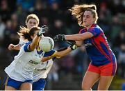 7 November 2021; Emma Duggan of St Peter's Dunboyne in action against Roisin Commons of Seneschalstown during the Meath County Ladies Football Senior Club Championship Final match between St Peter's Dunboyne and Seneschalstown at Páirc Tailteann in Navan, Meath. Photo by Seb Daly/Sportsfile