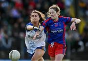 7 November 2021; Fiona O’Neill of St Peter's Dunboyne in action against Roisin Commons of Seneschalstown during the Meath County Ladies Football Senior Club Championship Final match between St Peter's Dunboyne and Seneschalstown at Páirc Tailteann in Navan, Meath. Photo by Seb Daly/Sportsfile