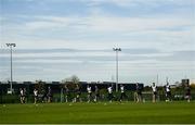 8 November 2021; Players warm-up during a Republic of Ireland U21's training session at the FAI National Training Centre in Abbotstown in Dublin. Photo by Harry Murphy/Sportsfile