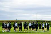 8 November 2021; Players huddle during a Republic of Ireland U21's training session at the FAI National Training Centre in Abbotstown in Dublin. Photo by Harry Murphy/Sportsfile