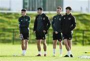 8 November 2021; League of Ireland players, from left, Dawson Devoy, Liam Kerrigan, Andy Lyons and Colm Whelan during a Republic of Ireland U21's training session at the FAI National Training Centre in Abbotstown in Dublin. Photo by Harry Murphy/Sportsfile