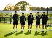 8 November 2021; Players, from left, Oisin McEntee, Dawson Devoy, Liam Kerrigan, Andy Lyons and Colm Whelan during a Republic of Ireland U21's training session at the FAI National Training Centre in Abbotstown in Dublin. Photo by Harry Murphy/Sportsfile