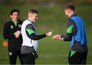 8 November 2021; James McClean plays &quot;Rock, Paper, Scissors&quot; with Nathan Collins, right, during a Republic of Ireland training session at the FAI National Training Centre in Abbotstown, Dublin. Photo by Stephen McCarthy/Sportsfile