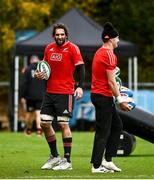 9 November 2021; Sam Whitelock, left, and Jordie Barrett during New Zealand All Blacks rugby squad training at UCD Bowl in Dublin. Photo by David Fitzgerald/Sportsfile