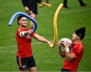 9 November 2021; Quinn Tupaea, left, and Jordie Barrett during New Zealand All Blacks rugby squad training at UCD Bowl in Dublin. Photo by David Fitzgerald/Sportsfile