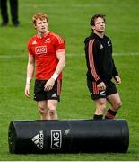 9 November 2021; Finlay Christie, left, and Brad Weber during New Zealand All Blacks rugby squad training at UCD Bowl in Dublin. Photo by David Fitzgerald/Sportsfile