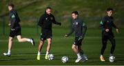 9 November 2021; Republic of Ireland players, from left, Conor Hourihane, Josh Cullen and Callum O’Dowda during a Republic of Ireland training session at the FAI National Training Centre in Abbotstown, Dublin. Photo by Stephen McCarthy/Sportsfile