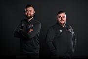 9 November 2021; Performance Analysts Aaron Roe, left, and Martin Doyle during a Republic of Ireland Men's U21 portrait session at the Carlton Hotel in Tyrrelstown, Dublin. Photo by David Fitzgerald/Sportsfile