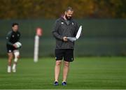 10 November 2021; Head coach Andy Farrell reads his notes during Ireland rugby squad training at Carton House in Maynooth, Kildare. Photo by Piaras Ó Mídheach/Sportsfile
