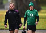 10 November 2021; Finlay Bealham, left, and Dan Sheehan arrive for Ireland rugby squad training at Carton House in Maynooth, Kildare. Photo by Piaras Ó Mídheach/Sportsfile