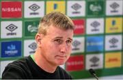 10 November 2021; Manager Stephen Kenny during a Republic of Ireland press conference at the Aviva Stadium in Dublin. Photo by Stephen McCarthy/Sportsfile