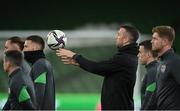 10 November 2021; Shane Duffy, centre, during a Republic of Ireland training session at the Aviva Stadium in Dublin. Photo by Stephen McCarthy/Sportsfile